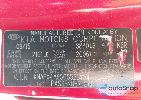 2016 Kia Forte Lx from USA, damaged, VIN KNAFX4A65G5521404